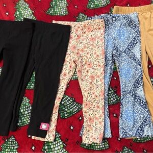 Toddler Girls Lot Size 3t 5 Pairs Leggings Hello Kitty And Others Gently Used